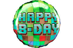 Foil Balloon - "HAPPY B-DAY" - Pixel Party - 45 cm